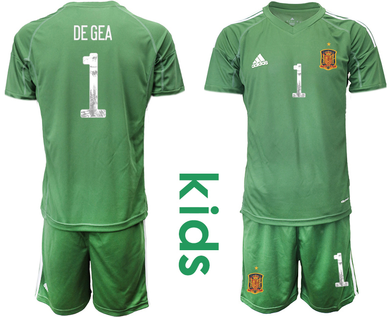 Youth 2021 European Cup Spain green goalkeeper #1 Soccer Jersey4->spain jersey->Soccer Country Jersey